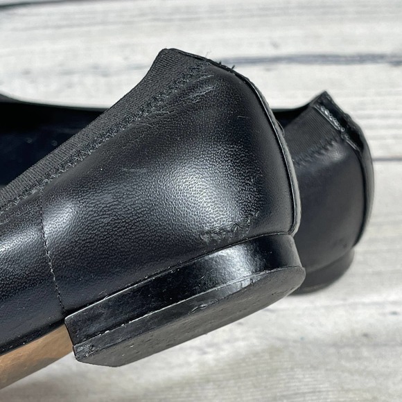 Chanel Black Leather Ruffle Slip on Almond Toe Ballet Flats Size 39 - Picture 7 of 11